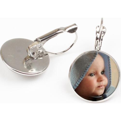 Fashion Personality Custom Photo Logo Text Hook Earrings 2 Color Selection Family Members Idol Couples DIY Special charm Gifts