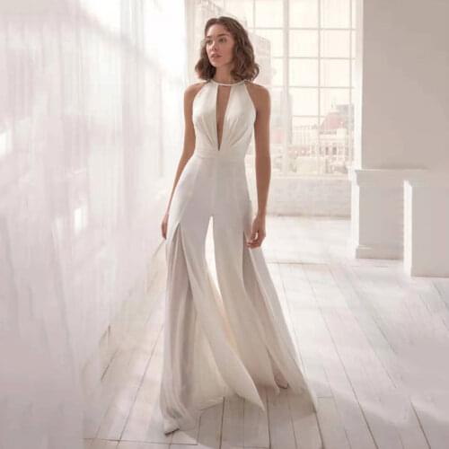 Fashion Women Sexy Deep V-Neck Jumpsuits Elegant Halter Lace Backless Casual Long Pants For Female Evening Party Bridesmaid Clot