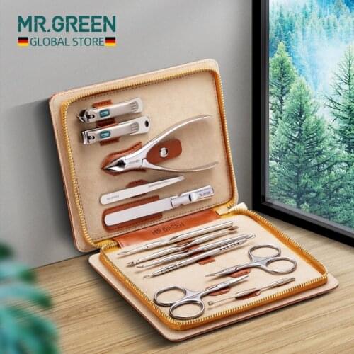 MR.GREEN Manicure Set 12 In 1 Full Function Kit Professional Stainless Steel Pedicure Sets With Leather Portable Case Idea Gift