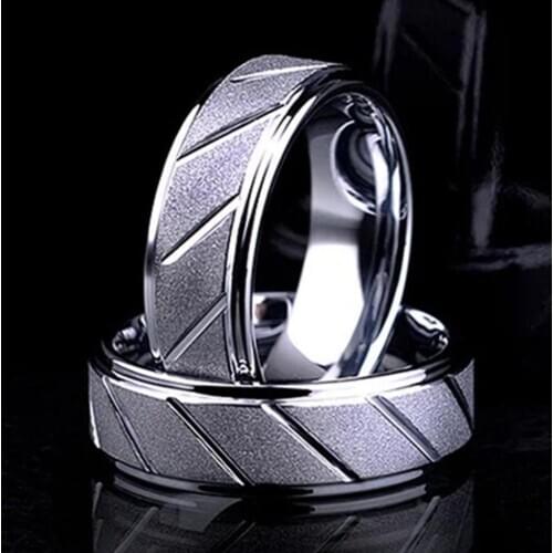 Men Fashion Stainless Steel Matte Geometric Band Finger Mens Domineering Ring Wedding Engagement Wedding Jewelry Gift