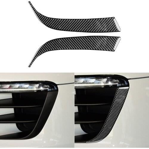 1 Pair Carbon Fiber DRL Daytime Running Lamp Eyelid Trim Eyebrow Stripe Cover Sticker for Porsches Macan-Cayenne 14-18 L/R Drive