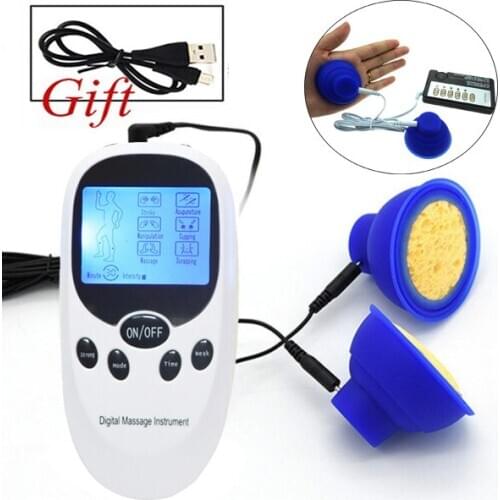 Bdsm Electro Stimulation Nipple Sucker Pump For Breast Enlarger Clitoris Massager For Women Bust Enhancer Electric Shock Sex Toy
