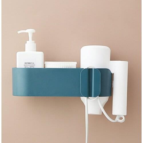 Wall Mounted Hair Dryer Holder Rack Plastic Storage Shelf Kitchen Bathroom Organizer Hair Dryer Rack Home Organizer U3