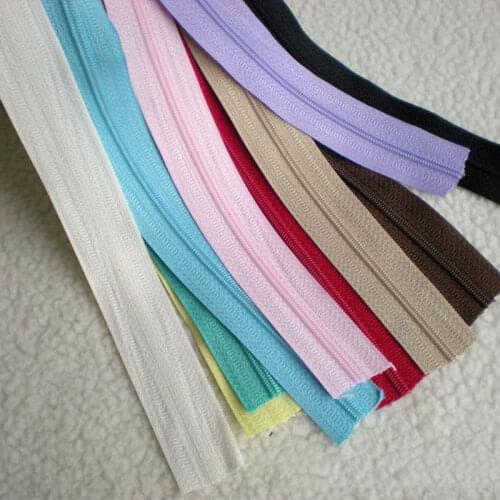 10PCS 3# Colored Nylon Zipper Coil Code Decoration Open-End Zip for Luggage Garment Purse Bags DIY Home Sewing Accessories