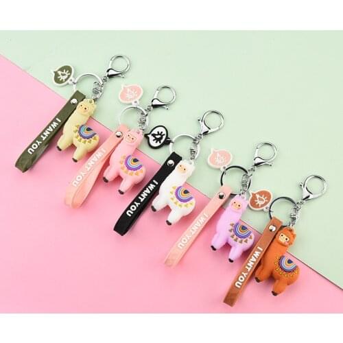 New Alpaca Cartoon Key Chain Ring Cute Doll Key Chain Pendant Car Bag Accessories Creative Gifts Keychain Cute Bag Charm Keyring