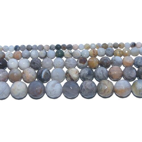 Faceted Natural Stone Bamboo Agates Loose Beads 4 6 8 10 12 MM Pick Size For Jewelry Making Charm DIY Bracelet Necklace Material