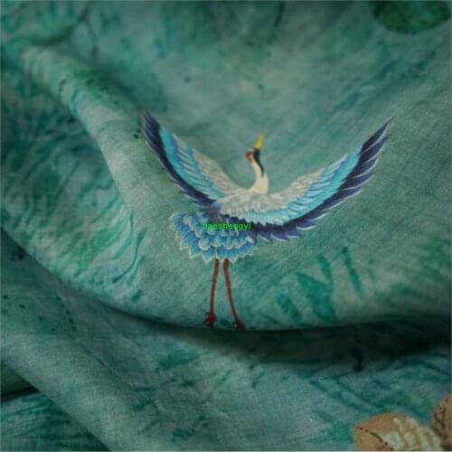 Original pattern summer printing ramie high-end Hanfu dress clothing fabric