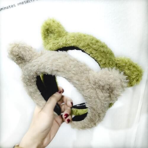 Fashion Wool Silver Hair Bands For Women Cute Ear Style Hair Clips Girls Hair Accessories For Washing Hoop Headband Headwear