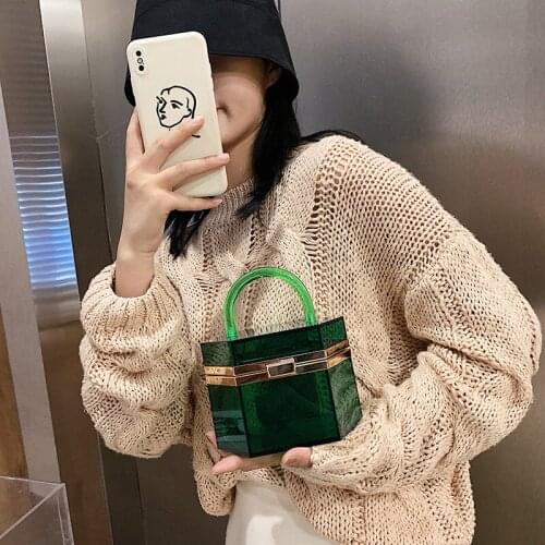 Cross-border Acrylic Transparent Bag 2020 Fashion Candy Color Ins Net Red Chain Wild Portable Box Bag Female Luxury Bag