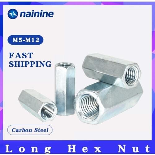 [M5-M24] Rod Coupling Hex Nut steel Galvanized Long Hex Nut Connection Thread Nut