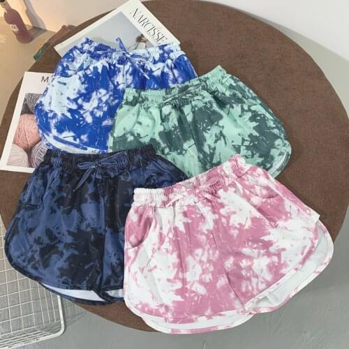 Loose Soft Shorts Black Casual Running Summer Women Pockets Shorts Workout Wear Fashion Tie-dye printing Beach Shorts femme