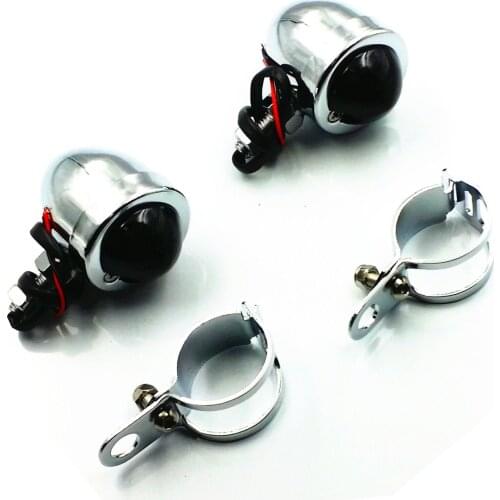 Smoke Turn Signal Light W/ Fork Clamps Holder CB Cafe Racer Cruiser Chopper Rat