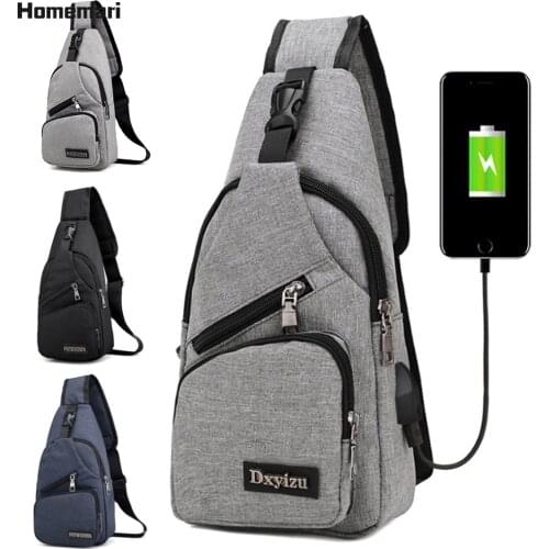 Homemari USB Charging Oxford Crossbody Bags Men Anti-theft Chest Pack Summer Short Trip Messengers Bags Waterproof Shoulder Bag