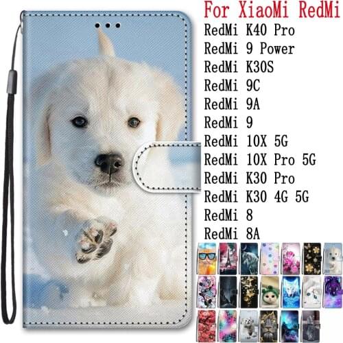 Sunjolly for XiaoMi RedMi K40 Pro 9 Power K30S 9C 9A 9 10X 5G K30 Pro 8 8A Flip Wallet PU Phone Leather Case Cover coque capa