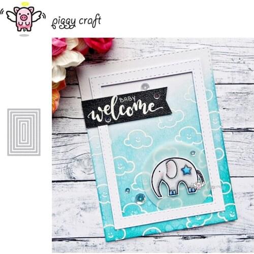 Piggy Craft metal cutting dies cut die mold Dotted rectangle frame Scrapbook paper craft knife mould blade punch stencils dies