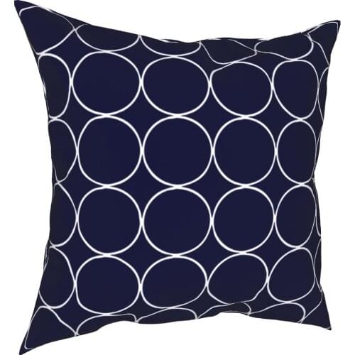 Navy Blue White Circle Grid Pillowcase Soft Polyester Cushion Cover Decorations Throw Pillow Case Cover Home Dropshipping