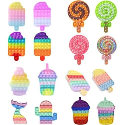 Fun Ice Cream Shaped Push Bubble Silicone Reusable Toys Children Adult Stress Reliever Fidget Squeeze Board Game Gifts dropship