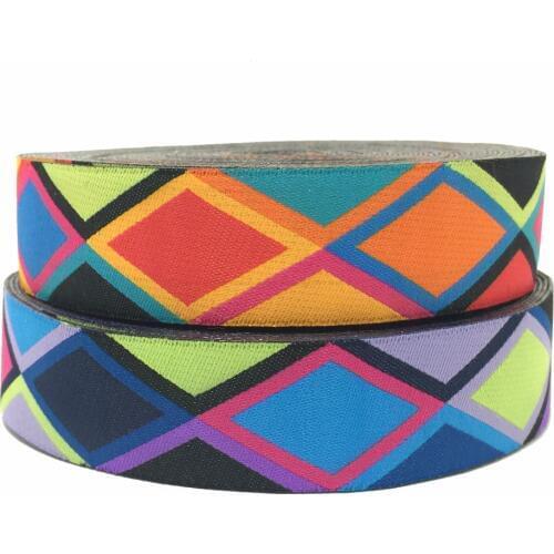 ZERZEEMOOY 1" 25MM 5YARD 2017 NEW Colour Diamond lattice Woven Jacquard Ribbon KTZD2017032604