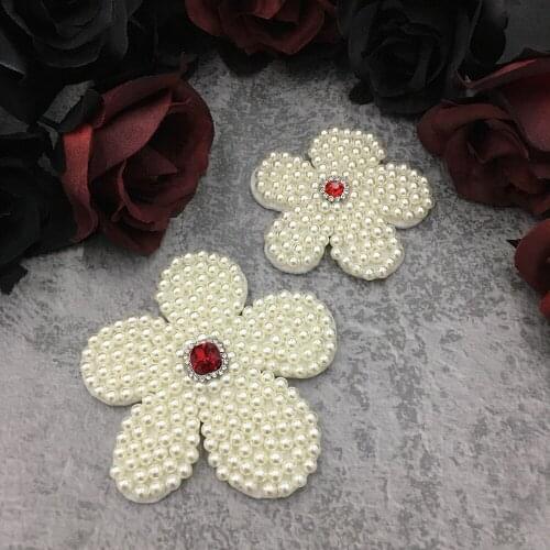 Pearl Badges Embroidery Rhinestone 3D Flowers Sewing Patches Clothing Dress Hairpin Shoes DIY Applique Decoration Free Shipping