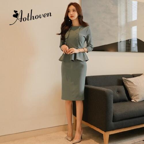 Spring Office Dress Women Solid Button Ruffles Sexy Party Three-quarter Sleeve O-Neck Dress Vintage Bandage Bodycon Midi Dresses