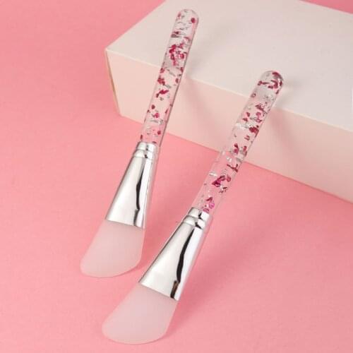 1pc Women Silicone Facial Face Mask Brush Mask Mud Mixing Brush Tool DIY Soft Skin Face Care Tool With Transparent Crystal Rod