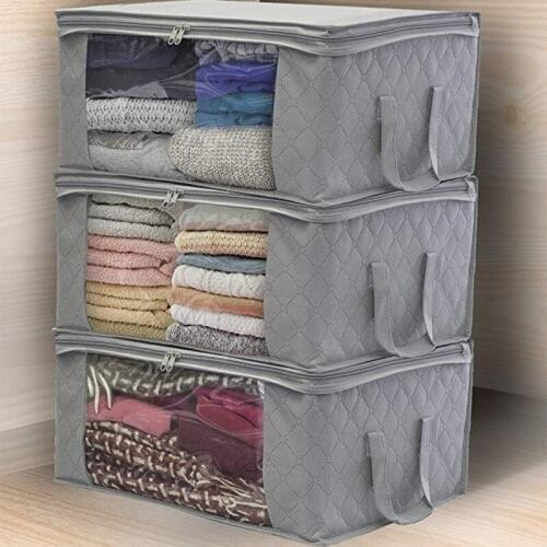 21 3Pcs Clothing Wardrobe Organizer Bag Clothes Blanket Quilt Closet Box Bag Home Foldable Storage Organization Wash