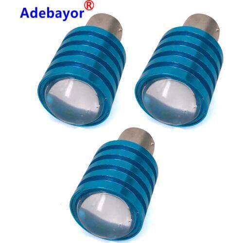 4PCS 1156 for CREE LED Chips Q5 7W High Power BA15S Car LED Bulb Auto Lamp with Projector Lens Tail Light (Blue) Shell