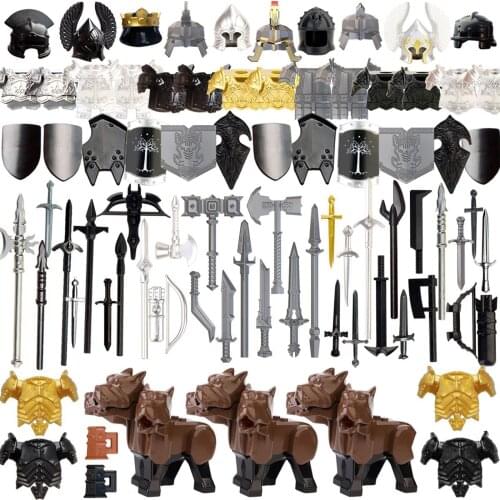 82Pcs Medieval Ancient Rome Egypt Style Building Block Figure Weapon Shield Helmet Armor Kit For Small Particle Building Blocks