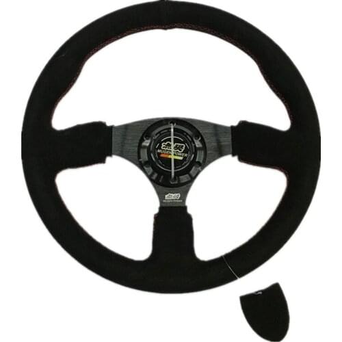 Car Refitting Racing Plane Round Suede Steering Wheel 14 Inch 350mm Drift Infinite Steering Wheel
