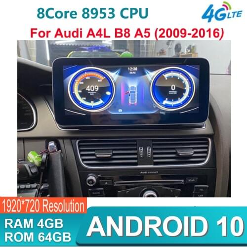 Android 10.0 car gps navigation multimeidia radio player for Audi A4L B8 A5 2009-2016 4G 64G Built-in carplay 4G LTE 1920X720 HP
