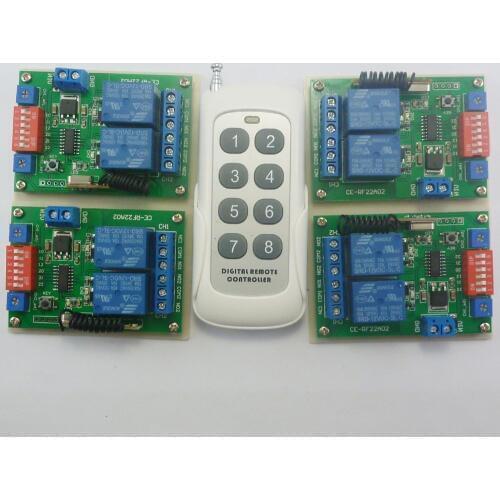 433Hz 12V RF Adjustable Delay timer Wireless Remote Control Relay Switch 1TX+4RX