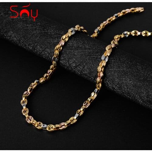 Sunny Jewelry Fashion New Copper Necklace Chains Three Color Italy Gold For Women Man High Quality Classic Trendy Daily Wear