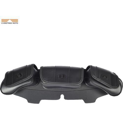 Black Motorcycle Windshield Bag Saddle 3 Pouch Pocket case for Harley Davidson Touring 1996-2013