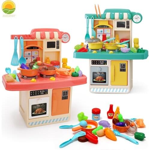 Children Kitchen House Role Play Food Cooking Fruits Vegetables Pretend Games Set Girls 3 Year Educational Toys For Kids