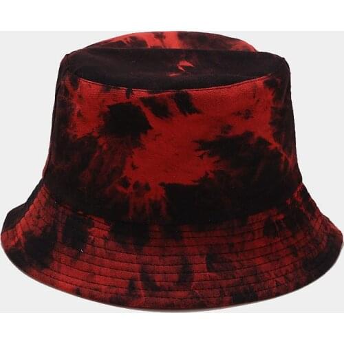 Double-sided Wearing Cap Visor Bucket Hat Men And Women Street Trend Hat Women Tie-dyed Painting Pattern Print Fisherman Hat