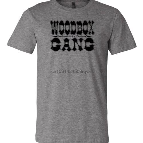 The Woodbox Gang Cowboy Type Logo Shirt Dark Heather Grey Soft Cotton T shirt Vintage Typography