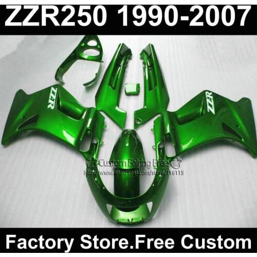 ABS plastic factory fairings kit for Kawasaki ZZR-250 ZZR250 1990 1992 2007 ZZR 250 90-07 dark green motorcycle fairing parts