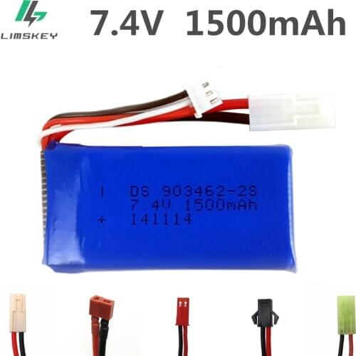 7.4V 1500mAh LIPO Battery For Wltoys 144001 car Feilun FT009 Huanqi 955/948 RC Boat Speedboat FX067C RC Aircraft Battery Parts