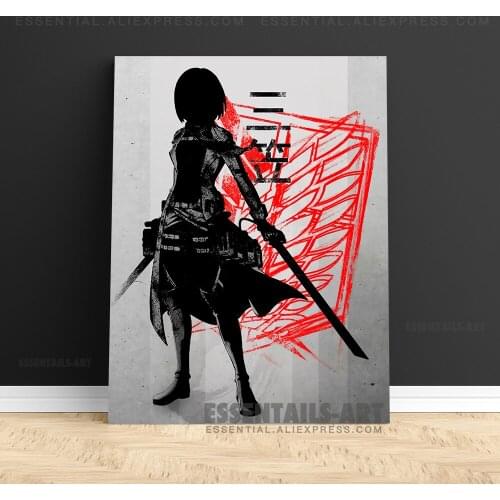 Mikasa Ackerman Attack on Titan Poster Canvas Wall Art Painting Decor Pictures Bedroom Study Living Room Home Decoration Prints