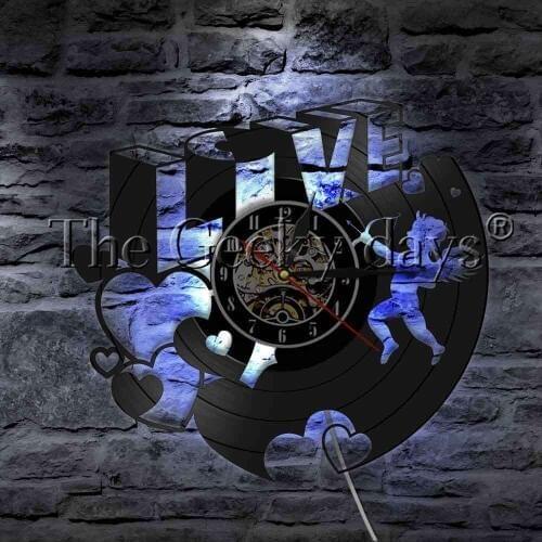 Fly Cupid Love Angel Arrows Magical Light Silhouette Vinyl Record Wall Clock Guardian Angel LED Night Lamp For Valentine Gift