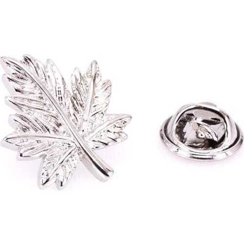 New style mens Brooch Silvery Maple Leaf neckpin Hand painting Lapel Pin of high quality mens accessories free shipping XZ012