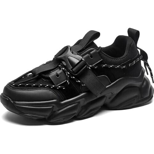 New Men Spring Running Shoes Summer Air Mesh Shoes Men Platform Chunky Sneakers Thick Bottom Soft Black Footwear Zapatos Hombre