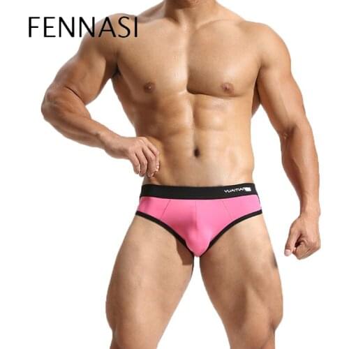 FENNASI Sexy Briefs Mens Underwear Solid Nylon Large U Convex Underwear Jockstrap Mens Gay Slip Bikini Underpants Breathable