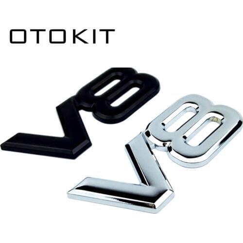 Auto Metal Alloy 3D V8 Logo Engine Displacement Trunk Rear Car Badge Decal Chrome V8 Side Wing Emblem Sticker Car Styling