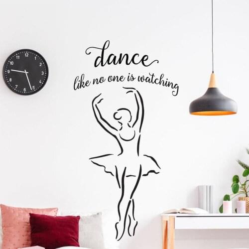 Makeyes Dance Girls Wall Stickers Home Kids Rooms Art Wall Decor Studio Girls Dance Like No One Watching Words Wall Sticker Q285