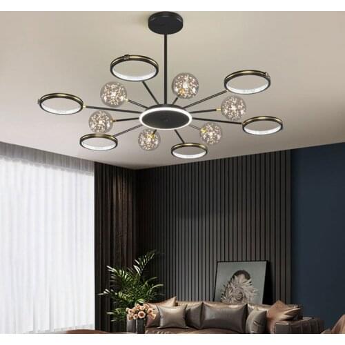 Nordic glass bubble chandelier Black Gold led circle chandelier for Bedroom Living Room Decorative home interior lighting