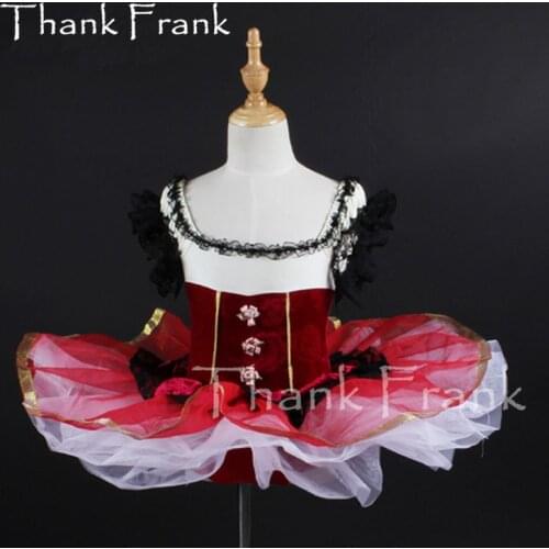 Rosette Velvet Lace Ballet Tutu Dress Girls Adult Ruffle Neckline Dance Costume Thank Frank C394
