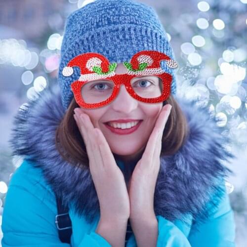 New Kids Christmas Diamond Glasses Toys DIY Frame Paste 5D Resin Diamond Glasses fro Kids Adult Christmas Decoration Gift