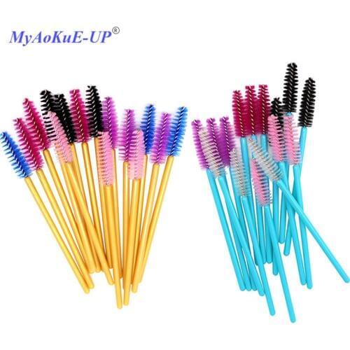 500 Pcs/lot Disposable One-off 5 Mix Colors Nylon Mascara Wands Eyelash Extension Applicator Spoolers Makeup Brushes