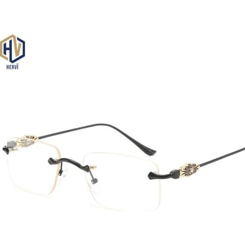 New Frameless Glasses Frame Ultralight Square Eyeglasses Women Fashion Titanium Alloy Spectacles Men Business Eyewear
